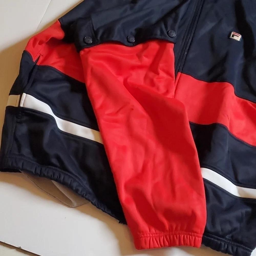 Fila Track Jacket Mens Size 45 Snap Sleeves Vintage Red White Blue Y2K